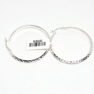 Sterling Silver textured hoop earrings 3.80 grams 1 1/2 inches long